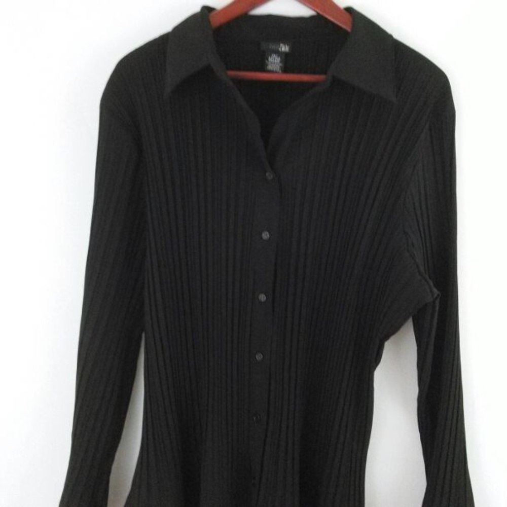 East 5th Black Plus Size Long Sleeve Blouse Top 3X